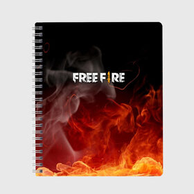 Тетрадь с принтом GARENA FREE FIRE в Белгороде, 100% бумага | 48 листов, плотность листов — 60 г/м2, плотность картонной обложки — 250 г/м2. Листы скреплены сбоку удобной пружинной спиралью. Уголки страниц и обложки скругленные. Цвет линий — светло-серый
 | Тематика изображения на принте: free fire | garena free fire | гарена 3 | гарена фри | гарена фри фаер | гарено. | игра garena