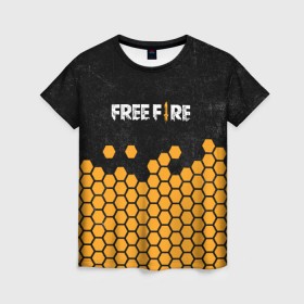 Женская футболка 3D с принтом GARENA FREE FIRE в Белгороде, 100% полиэфир ( синтетическое хлопкоподобное полотно) | прямой крой, круглый вырез горловины, длина до линии бедер | free fire | garena free fire | гарена 3 | гарена фри | гарена фри фаер | гарено. | игра garena