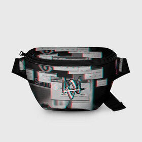 Поясная сумка 3D с принтом WATCH DOGS в Белгороде, 100% полиэстер | плотная ткань, ремень с регулируемой длиной, внутри несколько карманов для мелочей, основное отделение и карман с обратной стороны сумки застегиваются на молнию | ded sec | hacker | legion | watch dogs | watch dogs 2 | watch dogs legion | легион | хакер
