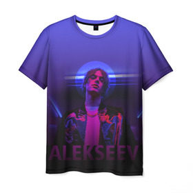 Мужская футболка 3D с принтом ALEKSEEV в Белгороде, 100% полиэфир | прямой крой, круглый вырез горловины, длина до линии бедер | alekseev | алексеев | моязвезда | певец | целуй