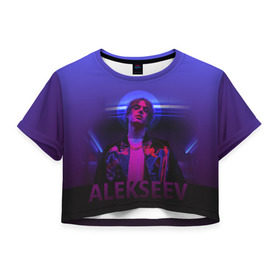Женская футболка Cropp-top с принтом ALEKSEEV в Белгороде, 100% полиэстер | круглая горловина, длина футболки до линии талии, рукава с отворотами | alekseev | алексеев | моязвезда | певец | целуй