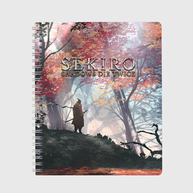 Тетрадь с принтом Sekiro (СПИНА) в Белгороде, 100% бумага | 48 листов, плотность листов — 60 г/м2, плотность картонной обложки — 250 г/м2. Листы скреплены сбоку удобной пружинной спиралью. Уголки страниц и обложки скругленные. Цвет линий — светло-серый
 | sekiro | shadows die twice | секиро | сэкиро