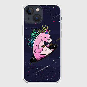Чехол для iPhone 13 mini с принтом Единорог и телепорт в Белгороде,  |  | вселенная | галактика | грива | единорог | звезды | космос | радуга | телепорт