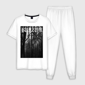 Мужская пижама хлопок с принтом Burzum в Белгороде, 100% хлопок | брюки и футболка прямого кроя, без карманов, на брюках мягкая резинка на поясе и по низу штанин
 | burzum | ghotic | варг викернес | мрак | тьма