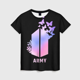 Женская футболка 3D с принтом BTS ARMY в Белгороде, 100% полиэфир ( синтетическое хлопкоподобное полотно) | прямой крой, круглый вырез горловины, длина до линии бедер | army | bangtan boys | beyond the scene | bts | k pop | kpop | love yourself | бтс | к поп