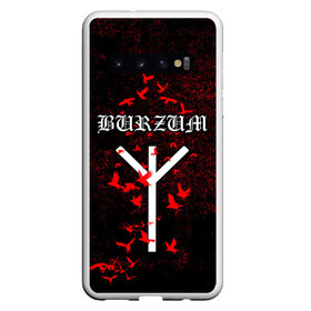 Чехол для Samsung Galaxy S10 с принтом Burzum Algiz Rune в Белгороде, Силикон | Область печати: задняя сторона чехла, без боковых панелей | Тематика изображения на принте: algiz | art | burz | burzum | horror | logo | merch | music | rune | альгиз | арт | бурз | бурзум | варг викернес | группа | логотип | мерч | метал | мистика | музыка | надпись | норвегия | норвежская группа | норги | руна | толкиен