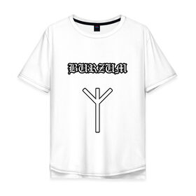 Мужская футболка хлопок Oversize с принтом Burzum Algiz Rune в Белгороде, 100% хлопок | свободный крой, круглый ворот, “спинка” длиннее передней части | Тематика изображения на принте: 
