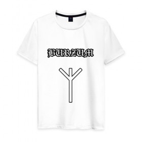 Мужская футболка хлопок с принтом Burzum Algiz Rune в Белгороде, 100% хлопок | прямой крой, круглый вырез горловины, длина до линии бедер, слегка спущенное плечо. | Тематика изображения на принте: 