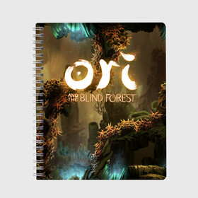 Тетрадь с принтом Ori and the Blind Forest в Белгороде, 100% бумага | 48 листов, плотность листов — 60 г/м2, плотность картонной обложки — 250 г/м2. Листы скреплены сбоку удобной пружинной спиралью. Уголки страниц и обложки скругленные. Цвет линий — светло-серый
 | blind forest | ori | sein | белка | гумо | кошка | куро | лиса | нару | непроглядный лес | ори | платформер | птенец | сейн | сова