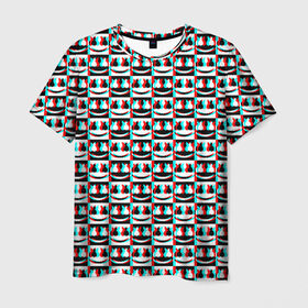 Мужская футболка 3D с принтом MARSHMELLO GLITCH в Белгороде, 100% полиэфир | прямой крой, круглый вырез горловины, длина до линии бедер | 