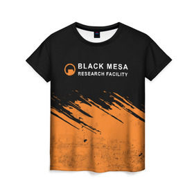 Женская футболка 3D с принтом BLACK MESA (Half-Life) в Белгороде, 100% полиэфир ( синтетическое хлопкоподобное полотно) | прямой крой, круглый вырез горловины, длина до линии бедер | black | counter | csgo | freeman | gordon | half | half life | halflife | lambda | life | logo | mesa | portal | strike | xen | гордон | контр | лайф | лого | портал | символ | страйк | фримен | халф | халф лайф | халфлайф