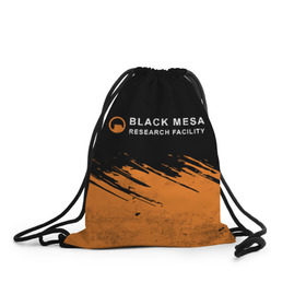 Рюкзак-мешок 3D с принтом BLACK MESA (Half-Life) в Белгороде, 100% полиэстер | плотность ткани — 200 г/м2, размер — 35 х 45 см; лямки — толстые шнурки, застежка на шнуровке, без карманов и подкладки | black | counter | csgo | freeman | gordon | half | half life | halflife | lambda | life | logo | mesa | portal | strike | xen | гордон | контр | лайф | лого | портал | символ | страйк | фримен | халф | халф лайф | халфлайф