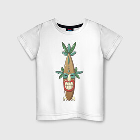 Детская футболка хлопок с принтом Тотем 8 в Белгороде, 100% хлопок | круглый вырез горловины, полуприлегающий силуэт, длина до линии бедер | бохо | гавайи | доска | маска | отдых | пляж | серфинг | солнце | тотем | трайбл | этника