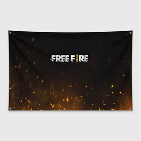 Флаг-баннер с принтом FREE FIRE в Белгороде, 100% полиэстер | размер 67 х 109 см, плотность ткани — 95 г/м2; по краям флага есть четыре люверса для крепления | battle | battlegrounds | fire | free | game | games | garena | logo | mobile | royale | батлграунд | битва | гарена | гарено | игра | игры | королевская | лого | логотип | мобайл | онлайн | символ | фаер | фаир | фри