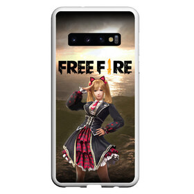 Чехол для Samsung Galaxy S10 с принтом FREE FIRE - Caroline в Белгороде, Силикон | Область печати: задняя сторона чехла, без боковых панелей | Тематика изображения на принте: battle | battlegrounds | fire | free | game | games | garena | logo | mobile | royale | батлграунд | битва | гарена | гарено | игра | игры | королевская | лого | логотип | мобайл | онлайн | символ | фаер | фаир | фри