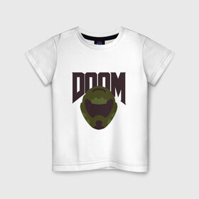 Детская футболка хлопок с принтом DOOM в Белгороде, 100% хлопок | круглый вырез горловины, полуприлегающий силуэт, длина до линии бедер | Тематика изображения на принте: doom | doom eternal | game | minimalism | игры | минимализм