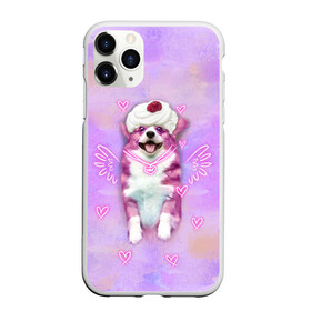 Чехол для iPhone 11 Pro Max матовый с принтом Ангелок корги в Белгороде, Силикон |  | dog | ангел | ангелок | еда | корги | мороженое | пес | пироженко | пирожное | сердечки | собака | собачка
