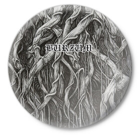 Значок с принтом Burzum в Белгороде,  металл | круглая форма, металлическая застежка в виде булавки | burzum | викернес | музыкант | норвегия | писатель | тьма