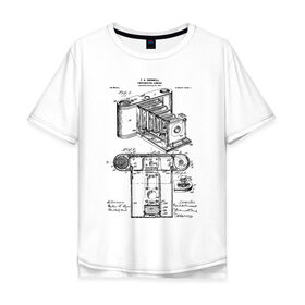 Мужская футболка хлопок Oversize с принтом Photographic Camera Patent в Белгороде, 100% хлопок | свободный крой, круглый ворот, “спинка” длиннее передней части | patent | идея | история | камера | патент | разработка | фотик | фотоаппарат | фотограф | чертеж | чертежи