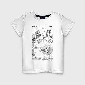 Детская футболка хлопок с принтом Patent - Лампа для чтения в Белгороде, 100% хлопок | круглый вырез горловины, полуприлегающий силуэт, длина до линии бедер | patent | идея | история | книга | лампа | лампочка | патент | разработка | чертеж | чертежи
