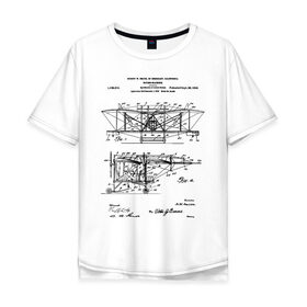 Мужская футболка хлопок Oversize с принтом Patent - Flying machine в Белгороде, 100% хлопок | свободный крой, круглый ворот, “спинка” длиннее передней части | patent | идея | история | летать | летающий | машина | механика | патент | разработка | самолет | чертеж | чертежи