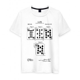 Мужская футболка хлопок с принтом Patent - Playing cards в Белгороде, 100% хлопок | прямой крой, круглый вырез горловины, длина до линии бедер, слегка спущенное плечо. | 