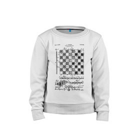 Детский свитшот хлопок с принтом Patent - Chess board в Белгороде, 100% хлопок | круглый вырез горловины, эластичные манжеты, пояс и воротник | chess | patent | игра | идея | история | логика | настолка | патент | разработка | чертеж | чертежи | шахматы | шашки
