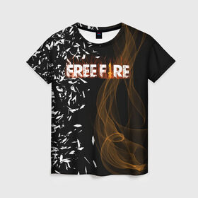 Женская футболка 3D с принтом FREE FIRE в Белгороде, 100% полиэфир ( синтетическое хлопкоподобное полотно) | прямой крой, круглый вырез горловины, длина до линии бедер | Тематика изображения на принте: free fire | free fire pc | game | garena | mobile game | royale | trsffb | битва онлайн | гарена | игра | огонь | свободный огонь | фри фаер