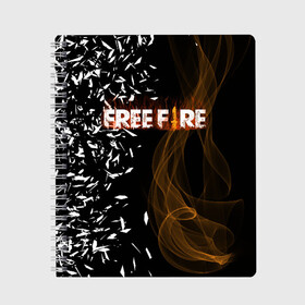 Тетрадь с принтом FREE FIRE в Белгороде, 100% бумага | 48 листов, плотность листов — 60 г/м2, плотность картонной обложки — 250 г/м2. Листы скреплены сбоку удобной пружинной спиралью. Уголки страниц и обложки скругленные. Цвет линий — светло-серый
 | Тематика изображения на принте: free fire | free fire pc | game | garena | mobile game | royale | trsffb | битва онлайн | гарена | игра | огонь | свободный огонь | фри фаер