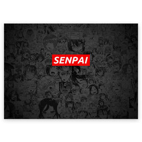Поздравительная открытка с принтом SENPAI в Белгороде, 100% бумага | плотность бумаги 280 г/м2, матовая, на обратной стороне линовка и место для марки
 | ahegao | kawai | kowai | oppai | otaku | senpai | sugoi | waifu | yandere | ахегао | ковай | отаку | сенпай | яндере