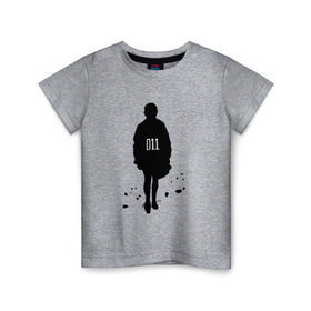 Детская футболка хлопок с принтом Очень Странные Дела (011) в Белгороде, 100% хлопок | круглый вырез горловины, полуприлегающий силуэт, длина до линии бедер | 011 | джейн | минимализм | одиннадцать | очень странные дела | сериал