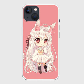 Чехол для iPhone 13 с принтом Неко тян в Белгороде,  |  | anime | big | blonde | cartoon | cat | comic | ears | eyes | flowers | girl | japanese | little | manga | neko | pink | tyan | аниме | блондинка | большие | глаза | девочка | комикс | кошачьи | маленькая | манга | мультфильм | неко | розовые | тян | уши |