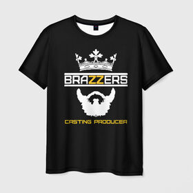 Мужская футболка 3D с принтом Brazzers Casting-producer в Белгороде, 100% полиэфир | прямой крой, круглый вырез горловины, длина до линии бедер | adults | beard | brazzers | casting | crown | inscription | king | logo | movies | mustache | producer | studio | борода | кастинг | король | корона | логотип | надпись | продюсер | студия | усы | фильмы | царь
