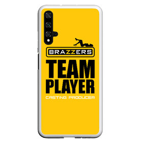 Чехол для Honor 20 с принтом Brazzers Team player в Белгороде, Силикон | Область печати: задняя сторона чехла, без боковых панелей | Тематика изображения на принте: adults | brazzers | casting | emblem | films | girl | inscription | logo | player | producer | silhouette | studio | team | девушка | игрок | кастинг | командный | логотип | надпись | продюсер | силуэт | студия | фильмы | эмблема