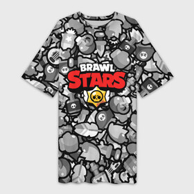 Платье-футболка 3D с принтом BRAWL STARS в Белгороде,  |  | android | brawl stars | colt | crow | games | leon | penny | poco. | shelly | spike | wanted | брав | бравл старс | звезды | игры | мобильные игры | старс