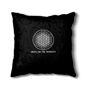 Подушка 3D с принтом BRING ME THE HORIZON в Белгороде, наволочка – 100% полиэстер, наполнитель – холлофайбер (легкий наполнитель, не вызывает аллергию). | состоит из подушки и наволочки. Наволочка на молнии, легко снимается для стирки | bmth | bring me the horizon