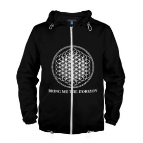 Мужская ветровка 3D с принтом BRING ME THE HORIZON в Белгороде, 100% полиэстер | подол и капюшон оформлены резинкой с фиксаторами, два кармана без застежек по бокам, один потайной карман на груди | bmth | bring me the horizon