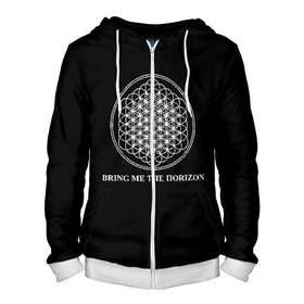 Мужская толстовка 3D на молнии с принтом BRING ME THE HORIZON в Белгороде, 100% полиэстер | длина до линии бедра, манжеты и пояс оформлены мягкой тканевой резинкой, двухслойный капюшон со шнурком для регулировки, спереди молния, по бокам два кармана | bmth | bring me the horizon