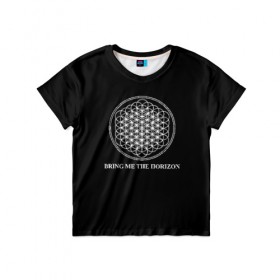 Детская футболка 3D с принтом BRING ME THE HORIZON в Белгороде, 100% гипоаллергенный полиэфир | прямой крой, круглый вырез горловины, длина до линии бедер, чуть спущенное плечо, ткань немного тянется | bmth | bring me the horizon