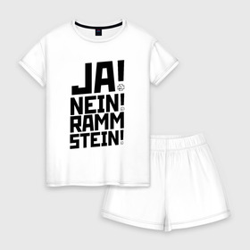 Женская пижама с шортиками хлопок с принтом RAMMSTEIN (НА СПИНЕ) в Белгороде, 100% хлопок | футболка прямого кроя, шорты свободные с широкой мягкой резинкой | rammstein | рамштайн