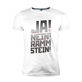 Мужская футболка премиум с принтом RAMMSTEIN (НА СПИНЕ) в Белгороде, 92% хлопок, 8% лайкра | приталенный силуэт, круглый вырез ворота, длина до линии бедра, короткий рукав | Тематика изображения на принте: rammstein | рамштайн