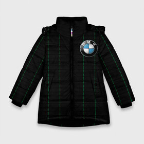 Зимняя куртка для девочек 3D с принтом BMW Racing Sport в Белгороде, ткань верха — 100% полиэстер; подклад — 100% полиэстер, утеплитель — 100% полиэстер. | длина ниже бедра, удлиненная спинка, воротник стойка и отстегивающийся капюшон. Есть боковые карманы с листочкой на кнопках, утяжки по низу изделия и внутренний карман на молнии. 

Предусмотрены светоотражающий принт на спинке, радужный светоотражающий элемент на пуллере молнии и на резинке для утяжки. | Тематика изображения на принте: auto | bmw | need for speed | race | racing | sport | street racing | авто | автомобиль | бмв | гонка | жажда скорости | протектор | резина | скорость | спорт | стиль | стритрейсинг | шины
