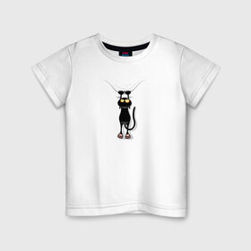 Детская футболка хлопок с принтом Кот Повис в Белгороде, 100% хлопок | круглый вырез горловины, полуприлегающий силуэт, длина до линии бедер | домашнее животное | животное | кот | котенок