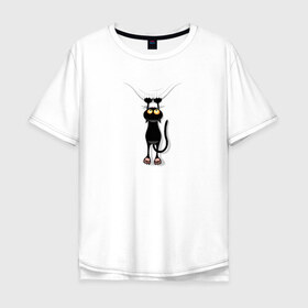 Мужская футболка хлопок Oversize с принтом Кот Повис в Белгороде, 100% хлопок | свободный крой, круглый ворот, “спинка” длиннее передней части | домашнее животное | животное | кот | котенок