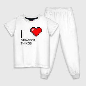 Детская пижама хлопок с принтом I love Stranger Things в Белгороде, 100% хлопок |  брюки и футболка прямого кроя, без карманов, на брюках мягкая резинка на поясе и по низу штанин
 | stranger things | очень странные дела