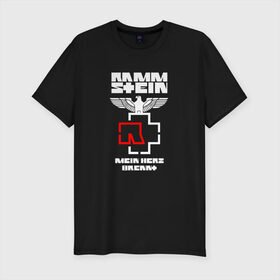Мужская футболка хлопок Slim с принтом RAMMSTEIN РАМШТАЙН (НА СПИНЕ) в Белгороде, 92% хлопок, 8% лайкра | приталенный силуэт, круглый вырез ворота, длина до линии бедра, короткий рукав | rammstein | рамштайн