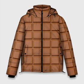 Мужская зимняя куртка 3D с принтом Плитка Шоколада в Белгороде, верх — 100% полиэстер; подкладка — 100% полиэстер; утеплитель — 100% полиэстер | длина ниже бедра, свободный силуэт Оверсайз. Есть воротник-стойка, отстегивающийся капюшон и ветрозащитная планка. 

Боковые карманы с листочкой на кнопках и внутренний карман на молнии. | Тематика изображения на принте: brown. | chocolate bar | food | еда | коричневый | плитка шоколада | шоколад | шоколадка