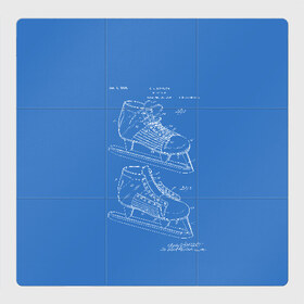 Магнитный плакат 3Х3 с принтом Patent - hocey в Белгороде, Полимерный материал с магнитным слоем | 9 деталей размером 9*9 см | patent | зима | игра | идея | история | коньки | лёд | патент | разработка | сибирь | спорт | хокей | хоккей | чертеж | чертежи
