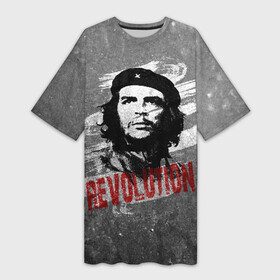 Платье-футболка 3D с принтом Че Гевара в Белгороде,  |  | che | che guevara | cuba | ernesto guevara | guerrilla | revolution | viva la | viva la revolution | история | куба | партизан | революция | свобода | че | че гевара | чегевара