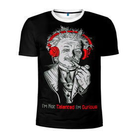 Мужская футболка 3D спортивная с принтом Альберт Эйнштейн в Белгороде, 100% полиэстер с улучшенными характеристиками | приталенный силуэт, круглая горловина, широкие плечи, сужается к линии бедра | albert einstein | biography | genius | history | physics | relativity | science | альберт эйнштейн | биография | гений | история | наука | относительность | физика